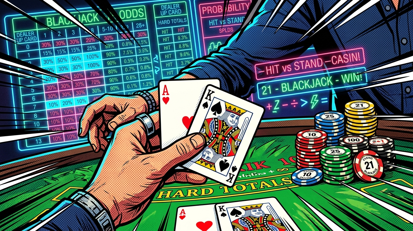 Blackjack Strategy Matrix and Mathematical Odds Artwork