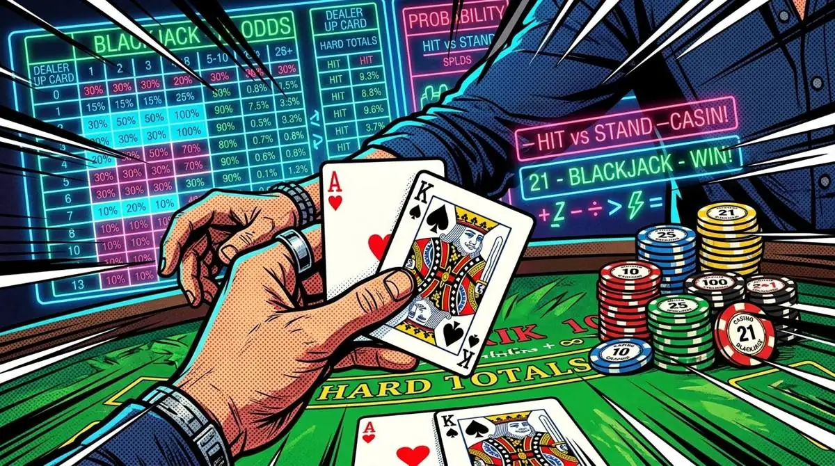 Blackjack Strategy Matrix and Mathematical Odds Artwork