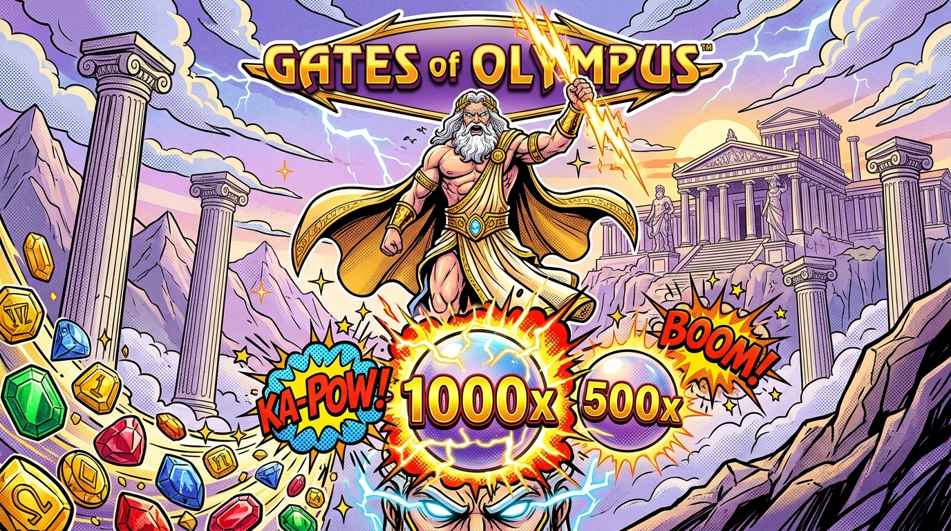 Gates of Olympus 1000 Zeus Lightning 1000x Multiplier Strike Artwork
