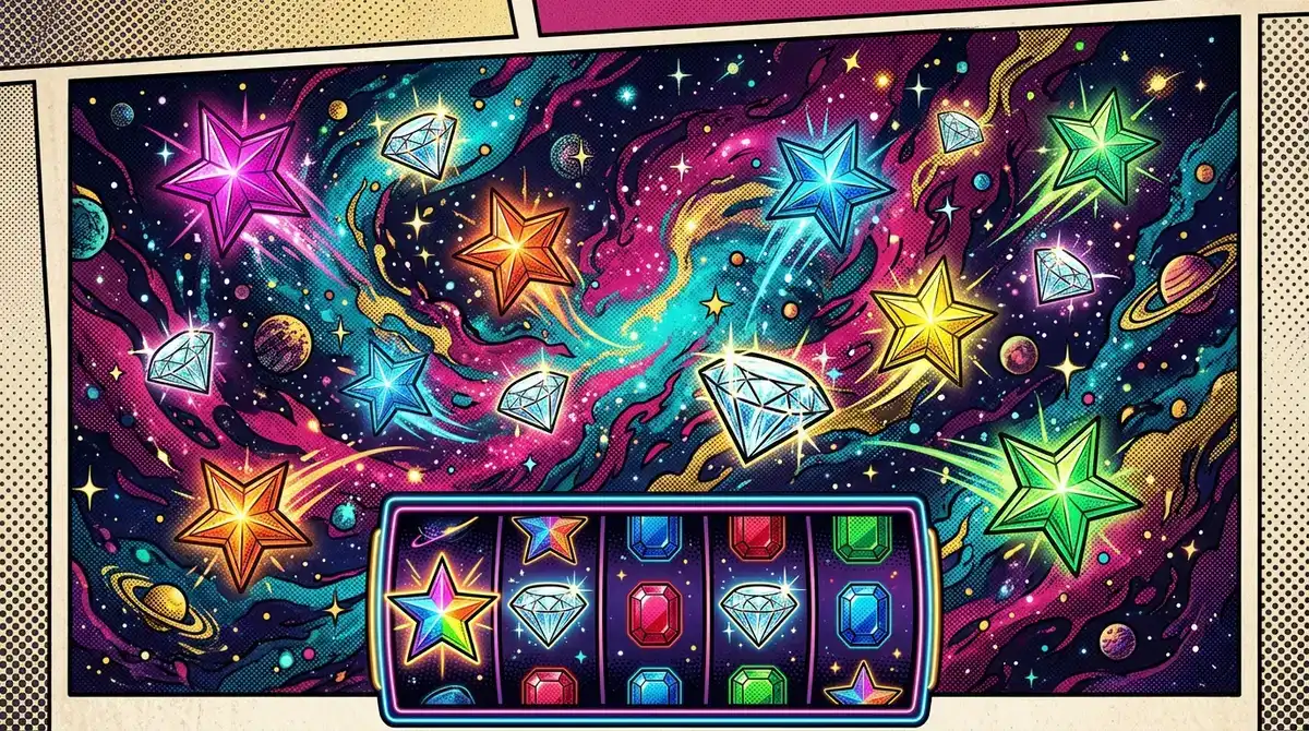 Starburst NetEnt slot cover with glowing stars and gems