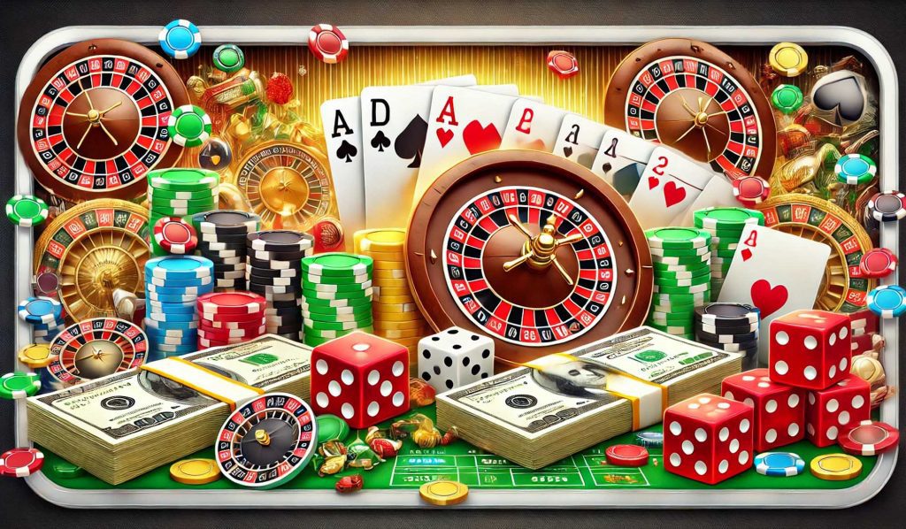 Casino games with various options like slots, roulette, and card games, offering exciting experiences and bonuses